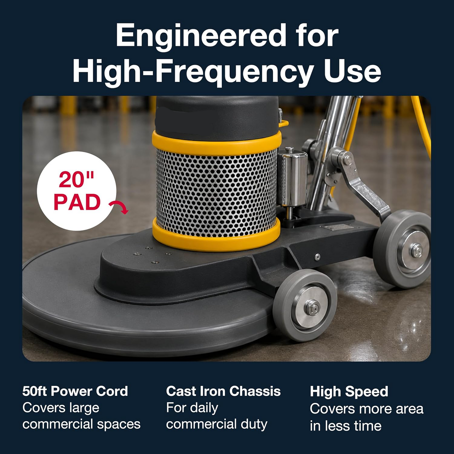 B-1500-P High Speed Floor Buffer, Cord, 1.5 HP Commercial Burnisher