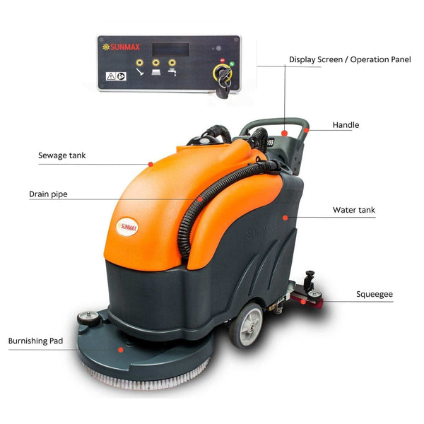 SUNMAX RT50+ 22" Lithium Floor Scrubber | 30,000 sq ft/hr