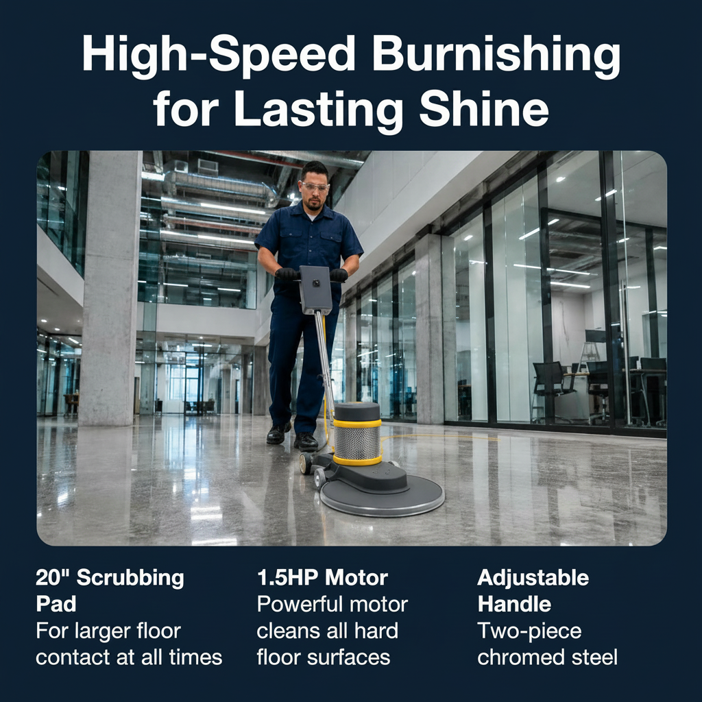 B-1500-P High Speed Floor Buffer, Cord, 1.5 HP Commercial Burnisher