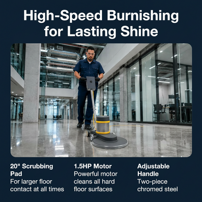 B-1500-P High Speed Floor Buffer, Cord, 1.5 HP Commercial Burnisher