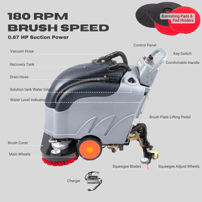 SUNMAX RT50DW 28" Self-Propelled Floor Scrubber | Commercial