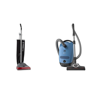 Upright Vacuum and Miele Canister Vacuum Bundle - 12.2Lb Upright with 800W Motor and Portable Canister with 6 Suction Settings