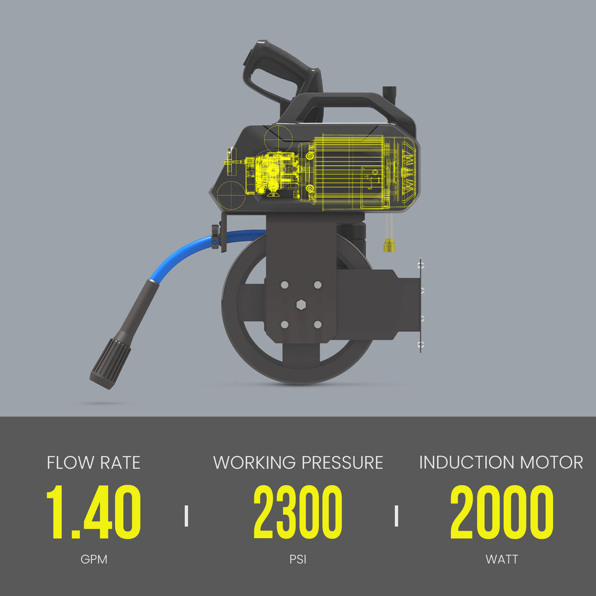 BluShield HumpBack 3000 PSI Pressure Washer | 50 ft Hose Reel