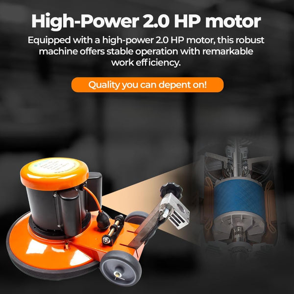 Floor Buffer Scrubber Designed for Commercial Maintenance, 17 Inch, 2.0 HP Motor, 175 RPM, 3.4 Gallon Tank