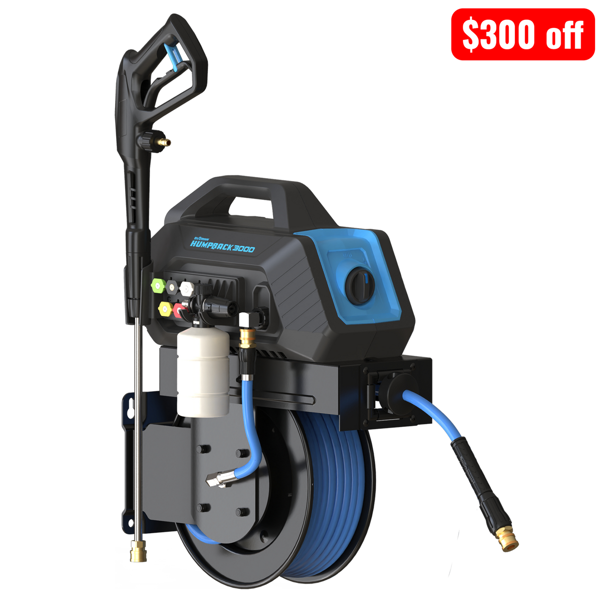 BluShield HumpBack 3000 PSI Pressure Washer | 50 ft Hose Reel