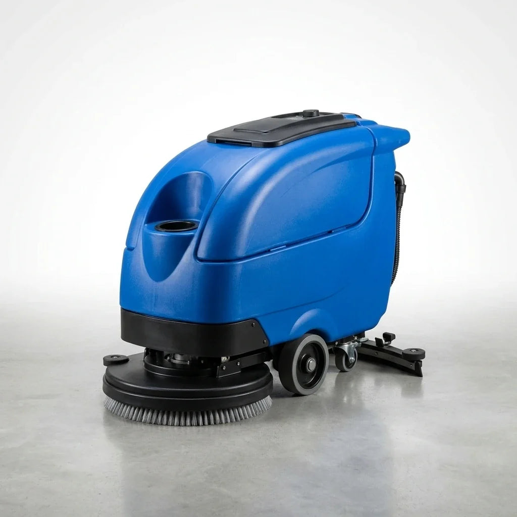 Auto Floor Scrubber Built for Heavy-Duty Operations, 20 Inch Cleaning Path, Traction Drive, 4.5 Hour Runtime — Studio Shot