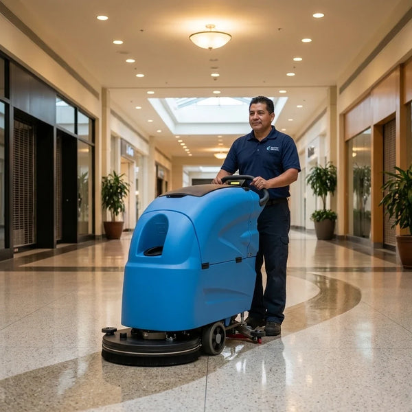 Auto Floor Scrubber Built for Heavy-Duty Operations, 20 Inch Cleaning Path, Traction Drive, 4.5 Hour Runtime